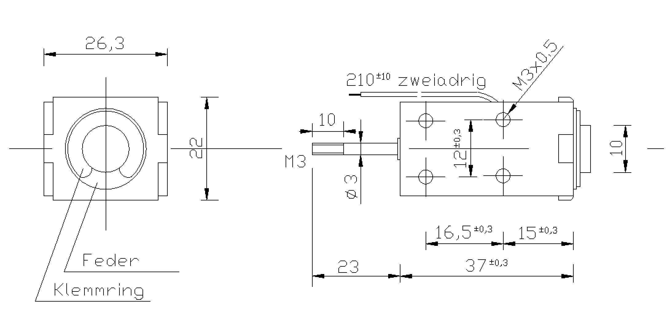 Rysunek techniczny przedstawia wymiary cylindrycznej części maszyny wraz z podanymi średnicami i otworami.