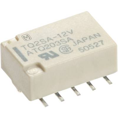 'Mikroprzekaźnik TQ2SA-12V, ATQ203SA, wyprodukowany w Japonii, z sześcioma stykami metalowymi do zastosowań w elektronicznych układach sterujących.'