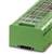 Zielony elektroniczny blok przyłączeniowy z wieloma złączami i przezroczystymi osłonami, stosowany do okablowania szaf sterowniczych.