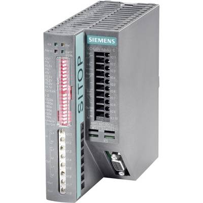 Moduł zasilający Siemens SITOP z wieloma złączami i wskaźnikami LED.