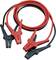 Kable rozruchowe z czerwonymi i czarnymi zaciskami, używane do uruchomienia pojazdu przy rozładowanym akumulatorze.