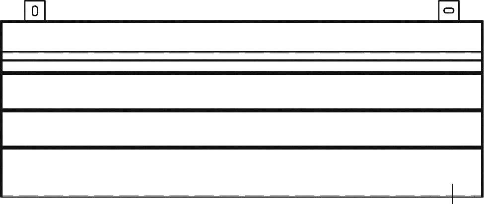 Rysunek prostokątnego kontenera z poziomymi liniami. Na górze znajdują się dwie małe prostokątne otwory.