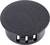 Czarny, okrągły przepust kablowy z tworzywa sztucznego, odpowiedni do porządnego prowadzenia kabli na biurkach lub stanowiskach pracy.