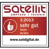 'Wynik testu 3.2013: bardzo dobry dla serii Telestar Sky' z logo 'Odbiór satelitarny + Technika' i adresem strony internetowej 'www.satdigital.de'.