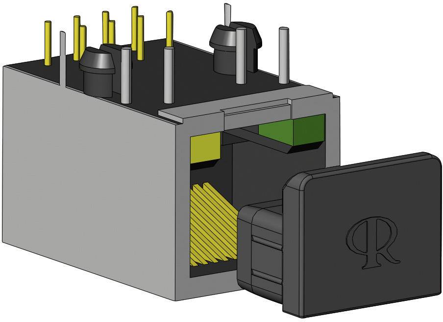 Prostokątna wtyczka z metalowymi stykami i czarną obudową, częściowo odkryta. Odpowiednia do połączeń elektronicznych.