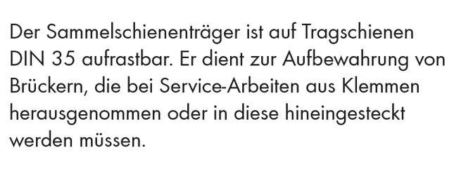 Tekst o montażu szyn zbiorczych na szynach nośnych DIN 35 do przechowywania mostków podczas prac serwisowych.