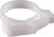 Biały plastikowy pierścień gwintowany z bocznym mechanizmem zamykającym, prawdopodobnie pierścień uszczelniający do rur lub węży.