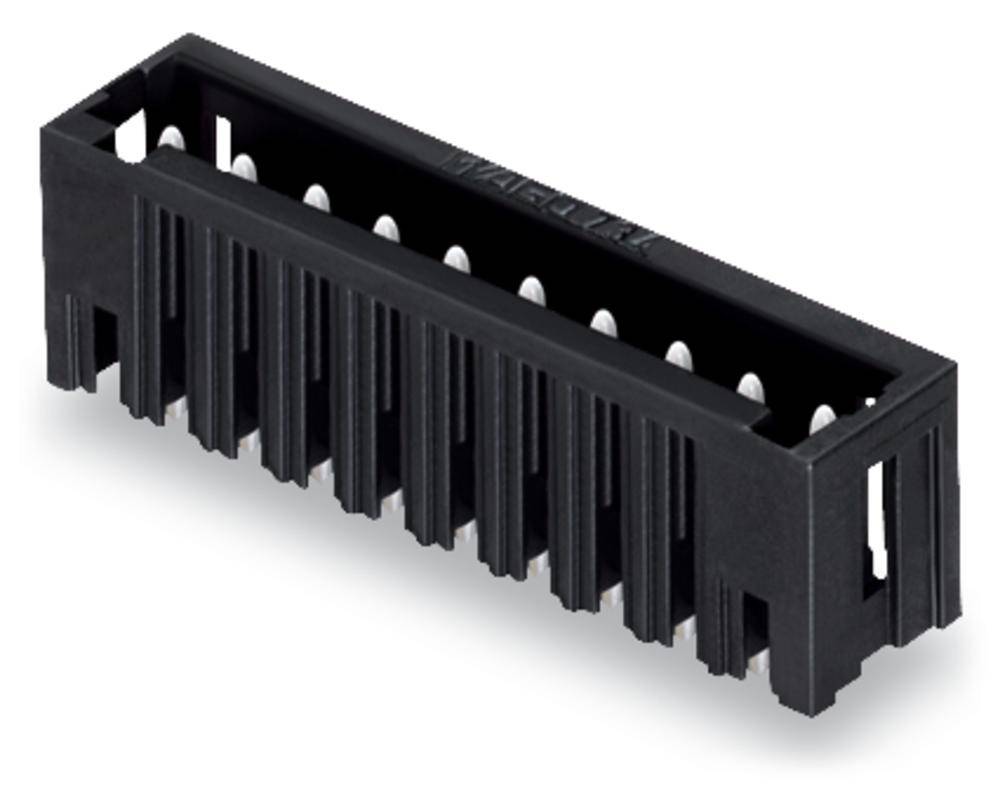Czarny plastikowy złącz z wieloma pionowymi szczelinami, odpowiedni do łączenia elementów elektronicznych.