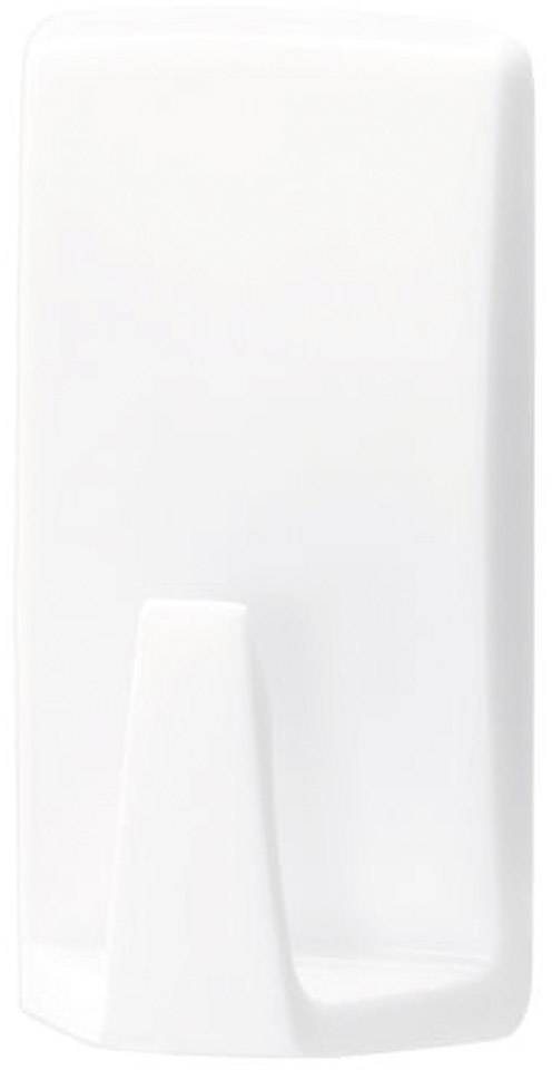 Biały wieszak ścienny z tworzywa sztucznego o falistym kształcie, przeznaczony do zawieszania małych przedmiotów we wnętrzach.