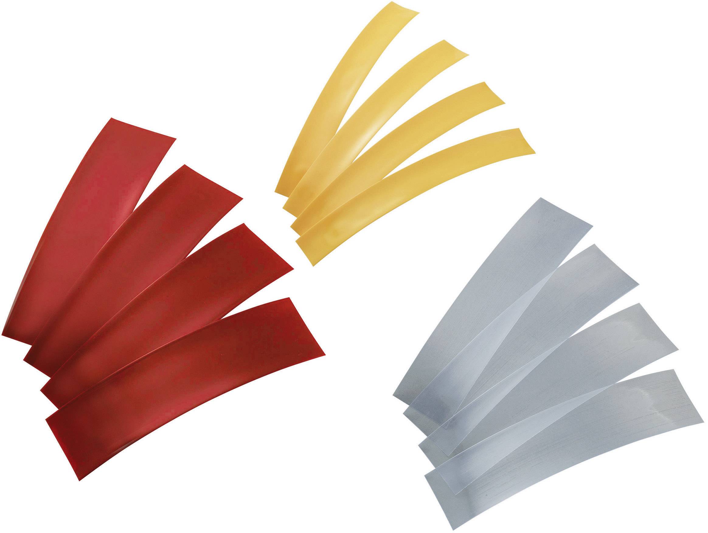 Термоусадочна трубка TRU COMPONENTS 1570851 для батарей без клею Червона, прозора, жовта Коефіцієнт усадки: 2:1 30 штук