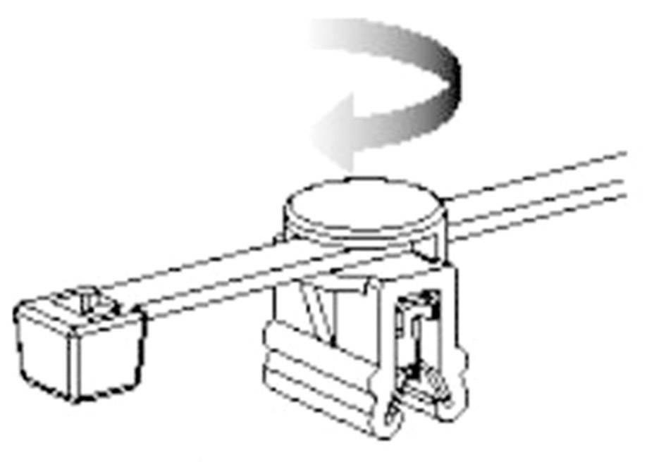 CBT50R: Mechaniczne urządzenie pokazuje przebieg taśmy powyżej krawędzi.