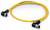 Przewód czujnika z kątowymi złączami M12 na obu końcach, kabel żółty, odpowiedni do zastosowań przemysłowych.