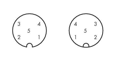 Dwa diagramy kołowe z numerami od 1 do 5. Lewy diagram ma 2 na dole, prawy diagram ma 3 na górze. Sekwencja liczb różni się.