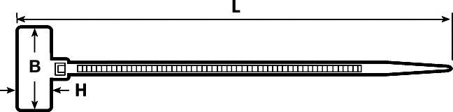 Diagram klamry kablowej z oznaczonymi wymiarami D, S i W.