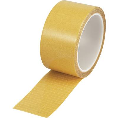 Rolka żółtej taśmy klejącej, częściowo rozwinięta, ukazująca przylepną stronę.