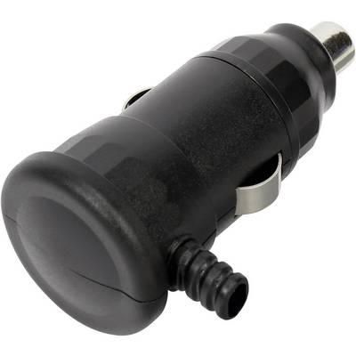 Czarny adapter do gniazda zapalniczki samochodowej, zazwyczaj używany do ładowania urządzeń elektronicznych w samochodzie.