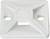 Biała, kwadratowa część z tworzywa sztucznego z dwoma otworami i czterema podniesionymi krawędziami, prawdopodobnie element mocujący.