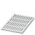 Prostokątna, biała plastikowa kratka leży płasko na powierzchni. Posiada równoległe poprzeczki z wąskimi otworami między nimi.