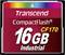 Karta pamięci Transcend CompactFlash, 16 GB, model CF170, przemysłowa, kolorowy pasek na górze.