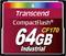 Karta CompactFlash firmy Transcend o pojemności 64 GB, model CF170, przeznaczona do zastosowań przemysłowych.