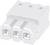 Biały, trójbiegunowy złącz wtykowy z prostokątnymi gniazdami, odpowiedni do połączeń elektrycznych w urządzeniach lub obwodach.