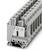 Wielorzędowy, szary systemowy blok zacisków rozdzielczych z przyłączem śrubowym, odpowiedni do instalacji elektrycznych.