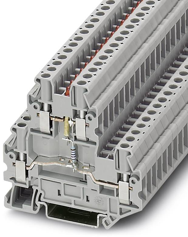 Szara, wielopoziomowa elektryczna tablica rozdzielcza z wieloma możliwościami podłączenia do okablowania w instalacjach przemysłowych.