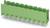 Zielony elektryczny złącze z wieloma metalowymi stykami, odpowiednie do montażu na płytce drukowanej, na białym tle.