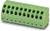 Zielona wielopunktowa złączka drukowana, odpowiednia do podłączeń elektrycznych na płytkach obwodów drukowanych.