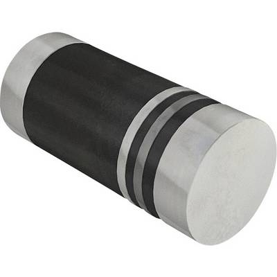 Metalowy cylinder z czarną częścią środkową i dwoma srebrnymi końcami.