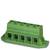 Zielony elektryczny złącz kablowy, odpowiedni do mocowań przewodów. Posiada kilka punktów przyłączeniowych dla śrub.