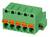 Zielony, prostokątny złącze z pięcioma gniazdami i pomarańczowymi zaciskami ciśnieniowymi, urządzenie do połączeń elektrycznych.