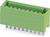 Zielony elektryczny złącze z wieloma metalowymi stykami, odpowiednie do montażu na płytce drukowanej.