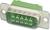 Zielony elektryczny złącze z czterema stykami, możliwe do zamontowania na powierzchni. Odpowiednie do transmisji danych lub połączeń elektrycznych.