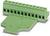 Zielona elektroniczna część złącza z wieloma zaciskami przyłączeniowymi, na białym tle.