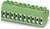 Zielony elektryczny złącz wielostykowy, odpowiedni do płytek drukowanych lub innych zastosowań elektrycznych.