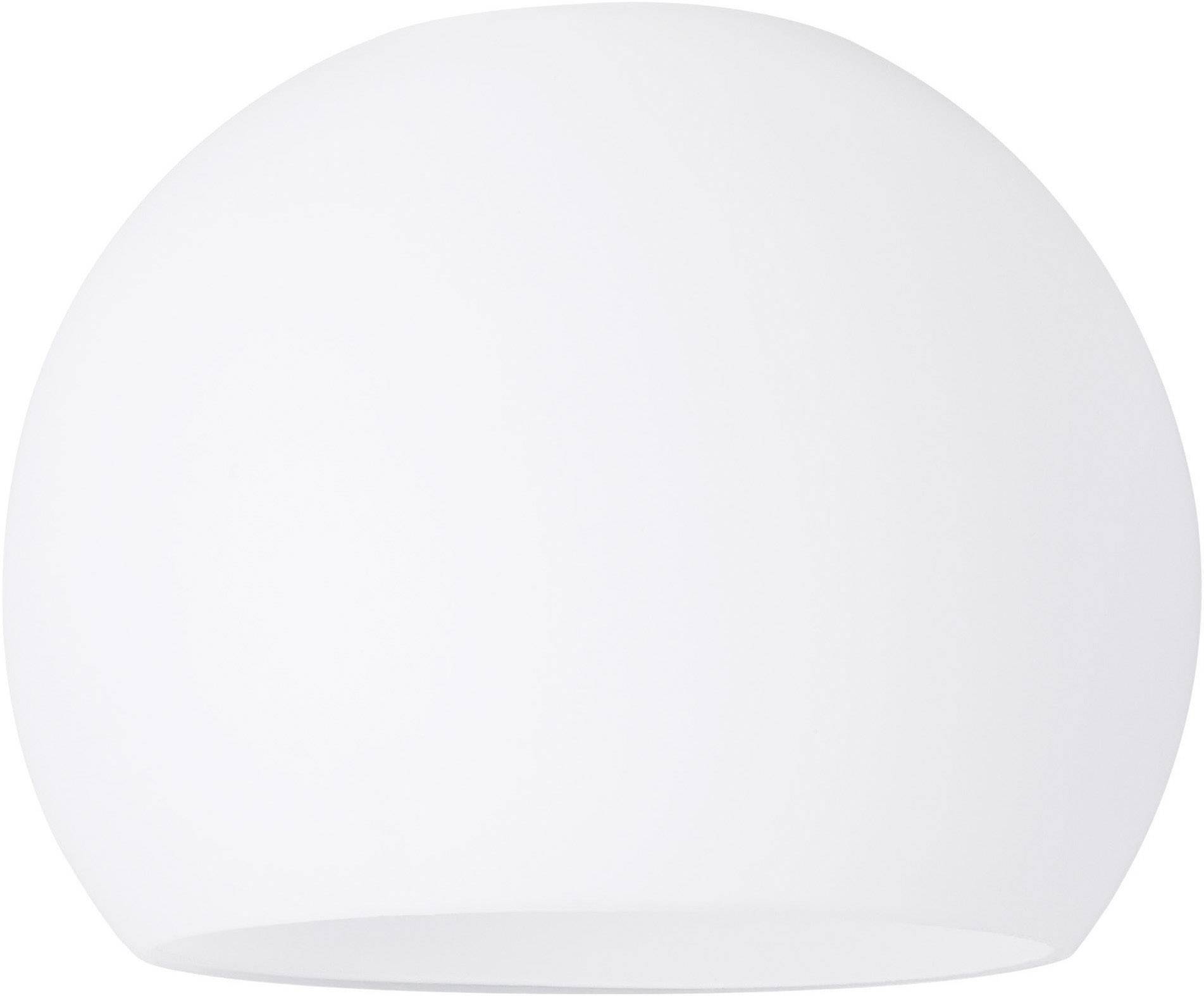 Okrągła, biała lampa z gładką, matową powierzchnią.