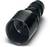 Czarny element plastikowy o stożkowatym otworze i żebrowanej strukturze, prawdopodobnie łącznik lub element przyłączeniowy.