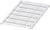 Biała płyta z tworzywa sztucznego z wieloma ułożonymi w rzędzie prostokątnymi klipsami. Są one równomiernie rozmieszczone na płycie.