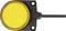 Okrągłe, żółte, świecące światło sygnalizacyjne z czarną obwódką i przewodem, wykonane z obudowy z tworzywa sztucznego, do optycznej sygnalizacji.