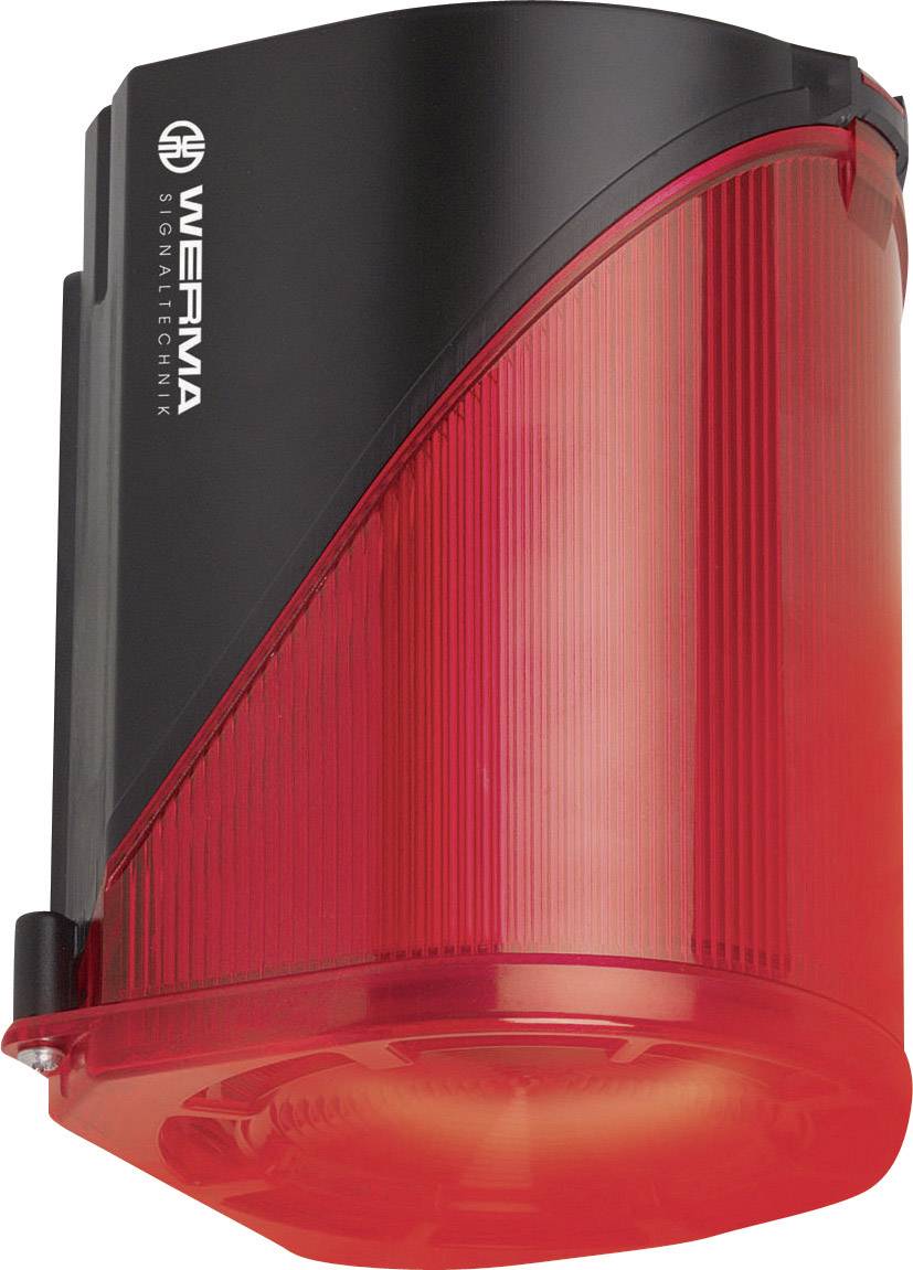 Czerwone światło sygnalizacyjne firmy WERMA, stosowane głównie do ostrzegania w środowiskach przemysłowych.