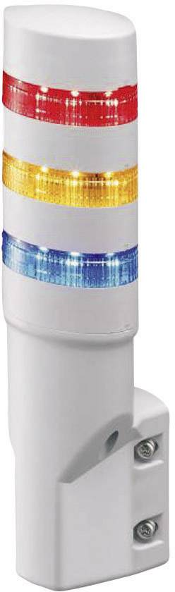 Sygnalizator świetlny z trzema świecącymi segmentami: czerwonym, żółtym i niebieskim. Wskazuje on stan procesu lub maszyny.