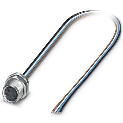 Kabel z czterema przewodami i wtyczką o przekroju kołowym, przeznaczony do połączeń elektrycznych w zastosowaniach przemysłowych.