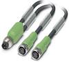 Kabel do czujników/elementów wykonawczych Phoenix Contact SAC-3P-M8Y/2X1,5-PUR/M 8FS 1458680, złącze męskie M8, proste, 1 szt.