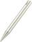 Srebrny długopis, skierowany skośnie w dół, na białym tle.