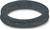 Czarny pierścień uszczelniający z gumy leżący na białej powierzchni. Pierścień jest prosty i okrągły.