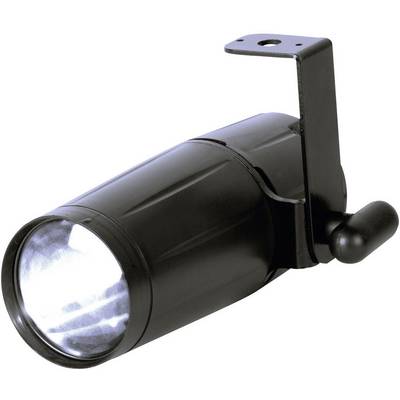 Czarny reflektor LED z uchwytem, emitujący jasne światło.