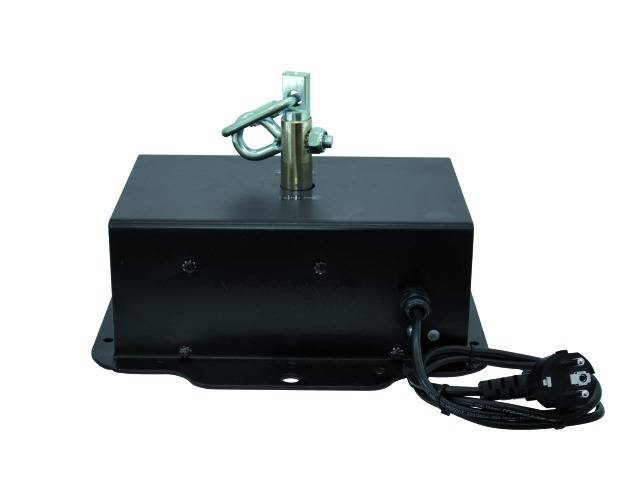 Czarny, prostokątny przyrząd mechaniczny z metalowym złączem u góry i złączem kablowym po prawej stronie.