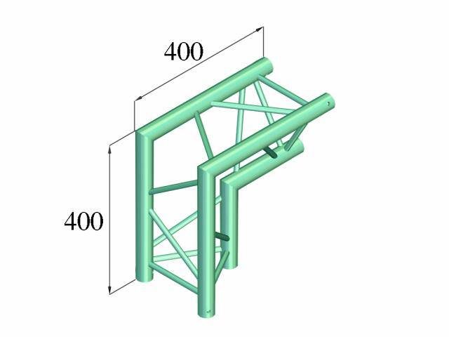 Zielona, prostokątna metalowa konstrukcja nośna o wymiarach 400 x 400 jednostek (prawdopodobnie milimetrów).