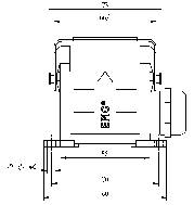 Rysunek techniczny urządzenia elektrycznego z wymiarami długości i szerokości w milimetrach. Oznaczony symbolem 'ETG'.
